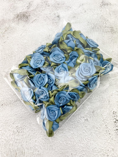 160 Mini Fabric Flowers Tiny Flowers Florals Blue Flowers Blue Mini Flowers NTN00091